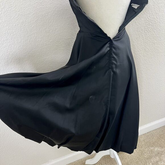 Vintage Lilli Diamond 1960s Black Chiffon Lace Bubble Bow Detail Pencil Dress - Picture 11 of 16